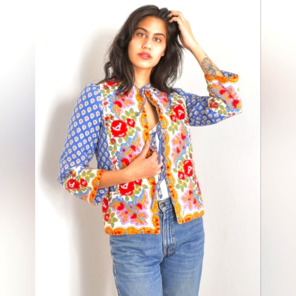 1980S FRENCH PROVENÇAL QUILTED JACKET - Picture 2 of 13